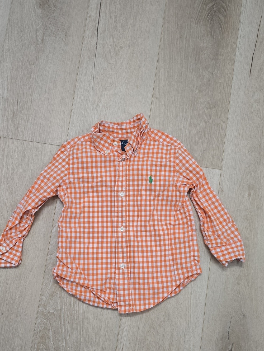 Ralph Lauren Orange and White Gingham Button-Down Shirt